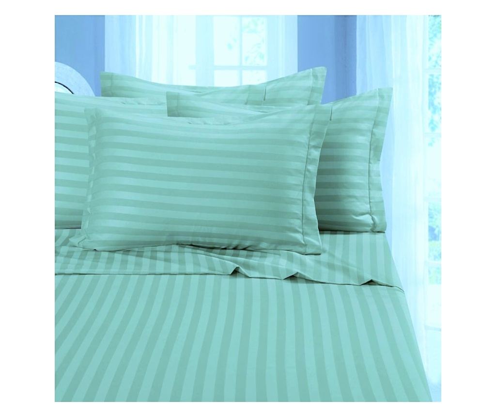 2 db-os Kotonia Home Deco párnahuzat szett - Damaszt szatén - 100% pamut, 1 cm-es csíkok, mentazöld, 70x70 cm - 2