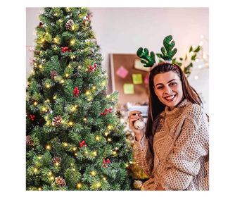 LED-es műfenyő több típusban, melegfehér-100 LED-es, 120 cm