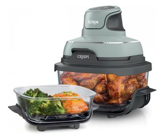 Фритюрник с горещ въздух преносим 4в1 Ninja CRISPi FN101EUSG, 1700W, 3.8l, 6 порции, 2 стъклени контейнера, 4 програми, Без PFAS