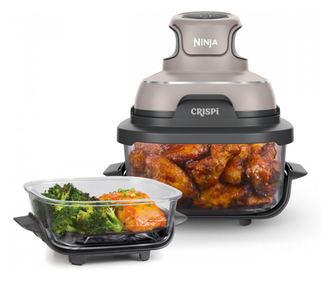 Φριτέζα θερμού αέρα 4 σε 1 Ninja CRISPi FN101EUST, 1700W, 3,8 l, 6 μερίδες, 2 γυάλινα δοχεία, 4 προγράμματα, χωρίς PFAS και BPA,