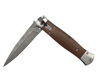 Nož iz damaščanskega jekla, IdeallStore®, vzmetni nož, 23 cm, rjava