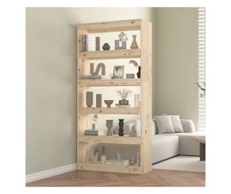 Βιβλιοθήκη/Διαχωριστικό Δωματίου, 80x30x167.4 εκ. από Μασίφ Ξύλο Πεύκου