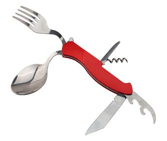 IdeallStore® višenamjenski nož, True Outdoor, nehrđajući čelik, 6 funkcija, 19,5 cm, crveni