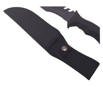 Ловен нож IdeallStore®, острие Commando, 28,5 см, неръждаема стомана, черен, включена кания