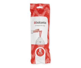 Brabantia PerfectFit Slide/Papír szemeteszsákok 647034, B méret, 5-7 l, 20 darab, fehér
