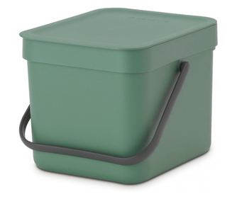 Кош за разделно събиране на боклук Brabantia Sort&Go 1003233, 6 л, Дръжка, Възможност за стенен монтаж, Тъмнозелен