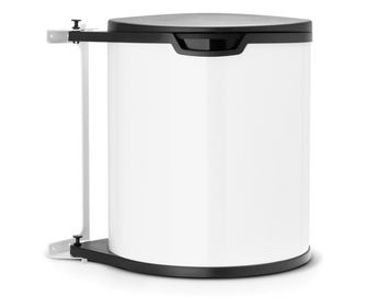 Кош за боклук за вграждане Brabantia Built-In 647045, 15 л, Широк отвор, Пластмасова вътрешна кофа, Бял