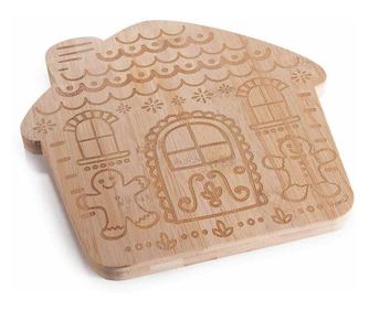 Prirodna Drvena Božićna Daska Kućica od Medenjaka 25 x 25 cm V