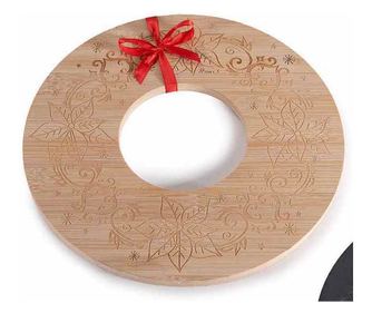 Комплект от 2 коледни чинии, естествено дърво и черно, Ø 25 см