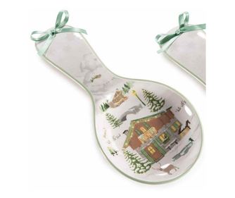 2 darabos karácsonyi falusi kerámia kanáltartó készlet, többszínű, 11,5 x 24,5 cm magas