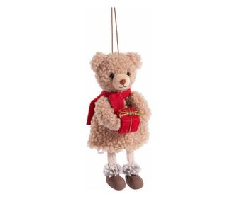 8 darabos, többszínű plüss maci karácsonyfadísz szett, 17 cm magas