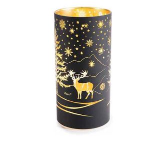 4 darabos karácsonyi gyertya szett, fekete és arany üveg LED-del