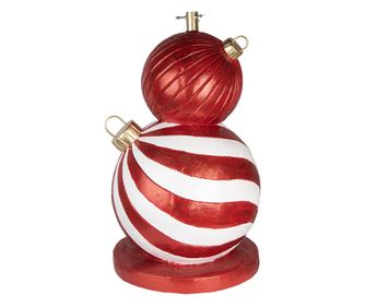 Karácsonyfa talp fehér és piros kerámia gömbökkel Ø 55x84 cm