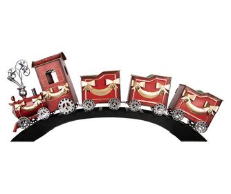 Karácsonyi vonat, többszínű, fém, 108x18x44 cm