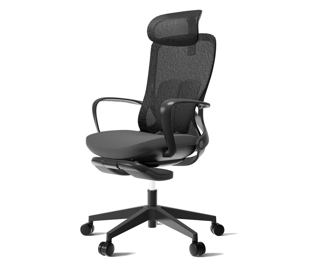 Taisia M Office Chair, Black, with Footrest, Adjustable, Reclines up to 135°, Dariado