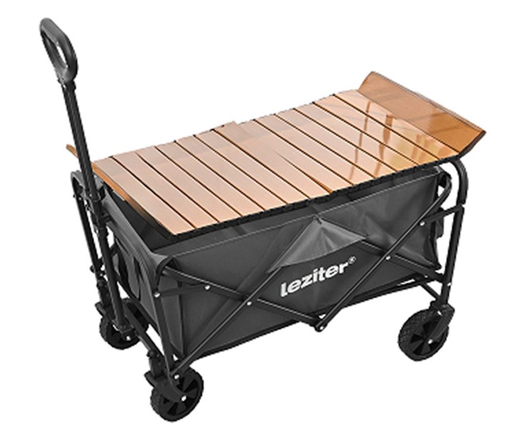 Foldable Standard Garden Beach Wagon with Table - Grey