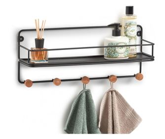 Cuier Zeller Wood Steel, negru, 45 x 11.8 x 18 cm