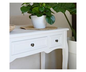 Toaletný stolík typu konzola s tromi zásuvkami, biely