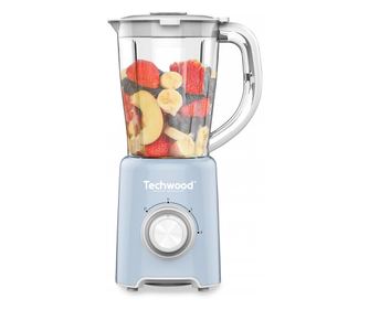 Блендер Techwood TBL-784, 500W, 1.5 л, 2 скорости + импулси, Стоманени ножове, Светлосин