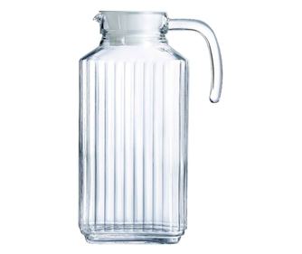 Елегантна стъклена гарафа Pufo Simply за вода, лимонада или сок, 2л, прозрачна