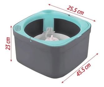 Set Mop cu Galeata Rotativ, Triton, dimensiuni 30x30x18cm, culoare Gri/Turcoaz