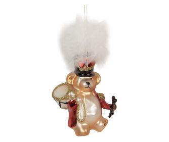 Sada 6 vícebarevných skleněných ozdob na vánoční stromeček ve tvaru medvídků, 9x5x12 cm