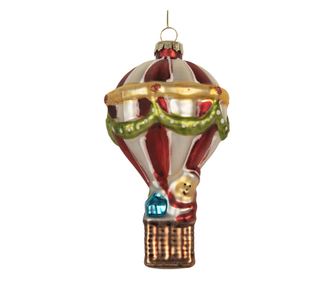 6 darabos karácsonyfadísz készlet, Repülő léggömb, Többszínű üveg, Karácsonyi, Ø 8x14 cm