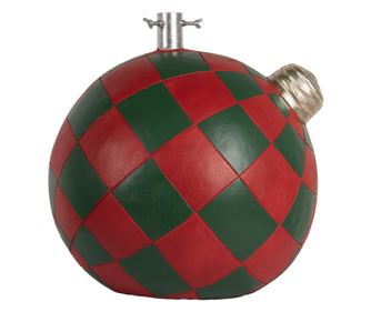 Karácsonyfa talp, kerámia, zöld és piros, 42x42x43 cm