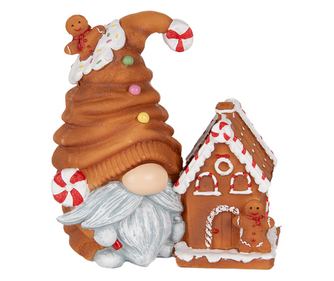 Többszínű műgyanta karácsonyi figura LED-del, 14x9x15 cm