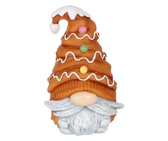 Karácsonyi gnóm figura, műgyanta, többszínű, 9x8x13 cm