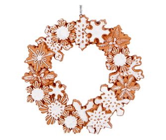 Fehér és barna műgyanta karácsonyi koszorú Ø 18x2 cm