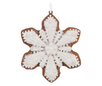 2 darabos barna és fehér műgyanta hópehely karácsonyfadísz szett, 9x1x10 cm