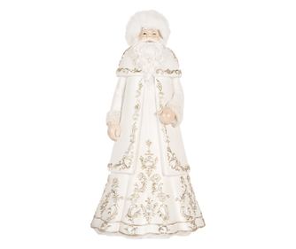 Fehér és arany polyresin Mikulás figura 13x10x25 cm