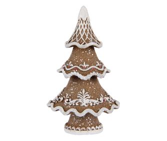 Barna és fehér műgyanta karácsonyi dísz, 7x5x11 cm