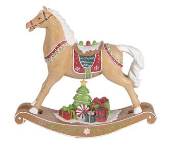 Többszínű műgyanta karácsonyi ló figura 26x7x24 cm