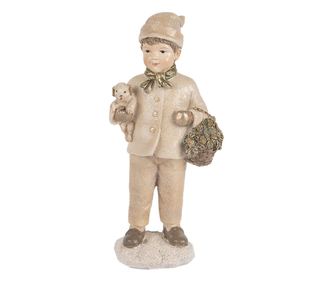 Karácsonyi fiú figura, polirezin, többszínű, 9x7x18 cm