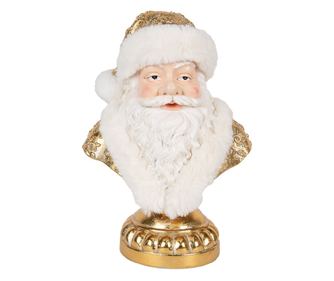 Fehér és arany polyresin Mikulás figura 23x15x32 cm