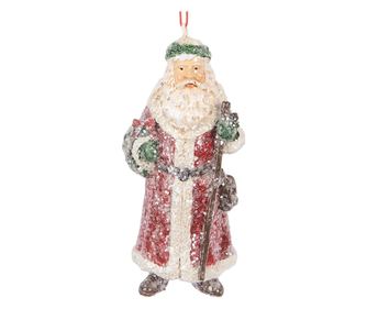 2 darabos Mikulás karácsonyfadísz készlet, műgyanta, többszínű, 5x4x12 cm