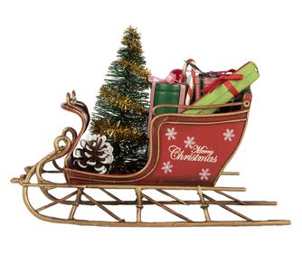 Višebojne metalne božićne sanjke za ukrašavanje 17x8x12 cm