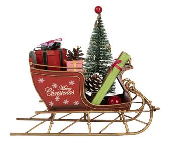 Višebojne metalne božićne sanjke za ukrašavanje 21x9x18 cm