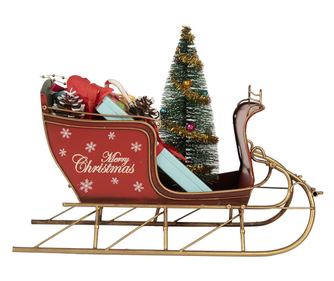 Višebojne metalne božićne sanjke za ukrašavanje 30x15x22 cm