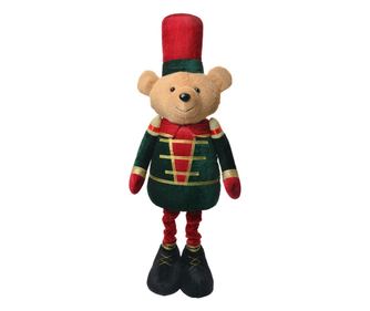 Színes textil karácsonyi maci figura 25x15x58 cm