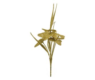 Zlatni plastični božićni cvijet 13x9x32 cm