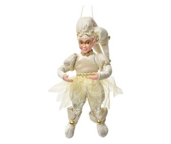 Beige and Gold Textile Elf Figurine 10x8x28 cm