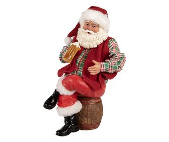 Multicolor Textile Santa Claus Figurine 13x13x24 cm