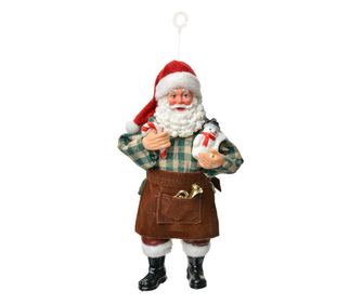 Multicolor Textile and Polyresin Santa Claus Figurine 9x6x17 cm