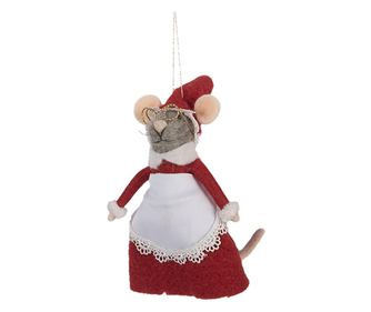 Christmas Mouse Figurine, Multicolor Textile, 8x6x14 cm