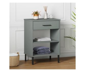 Κονσόλα "OSLO" με μεταλλικά πόδια, γκρι, μασίφ ξύλο πεύκου