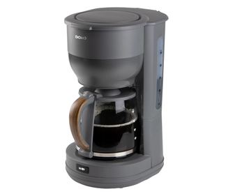 DOMO kávéfőző, 1.25 literes kapacitás, őrölt kávéval kompatibilis, osztott üvegkancsó, megvilágított be/ki kapcsoló gomb, melege