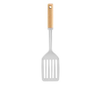 Spatula perforata din inox cu maner din lemn, AMBITION Natural